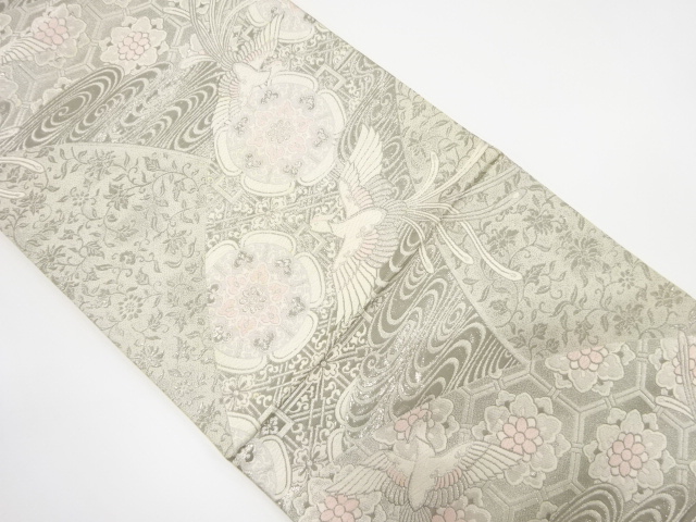 アンティーク　鳳凰に花唐草・華紋織り出し袋帯（材料）